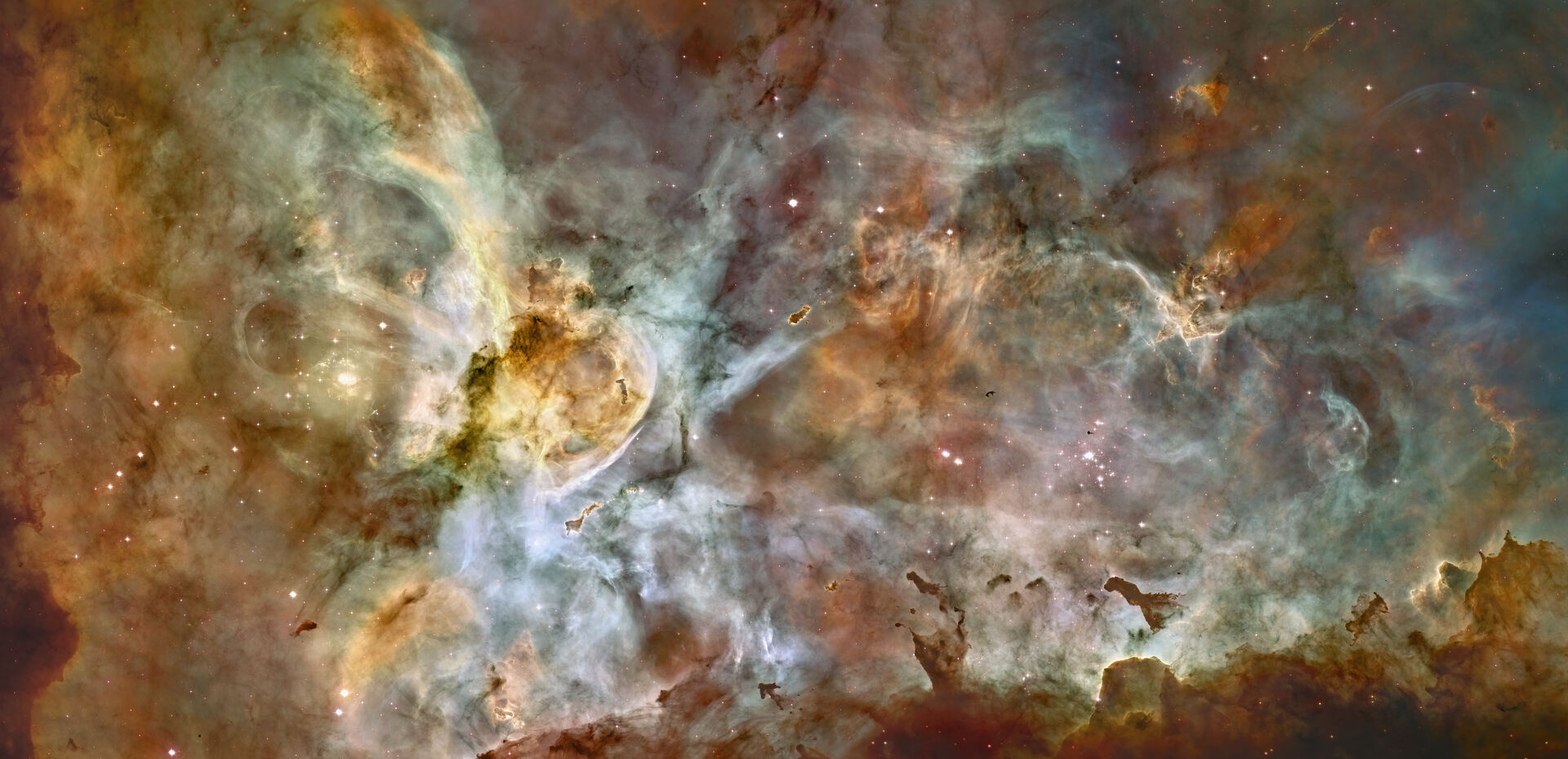 Hubble Space Telescope's image of the Carina Nebula, an intense star-forming region.