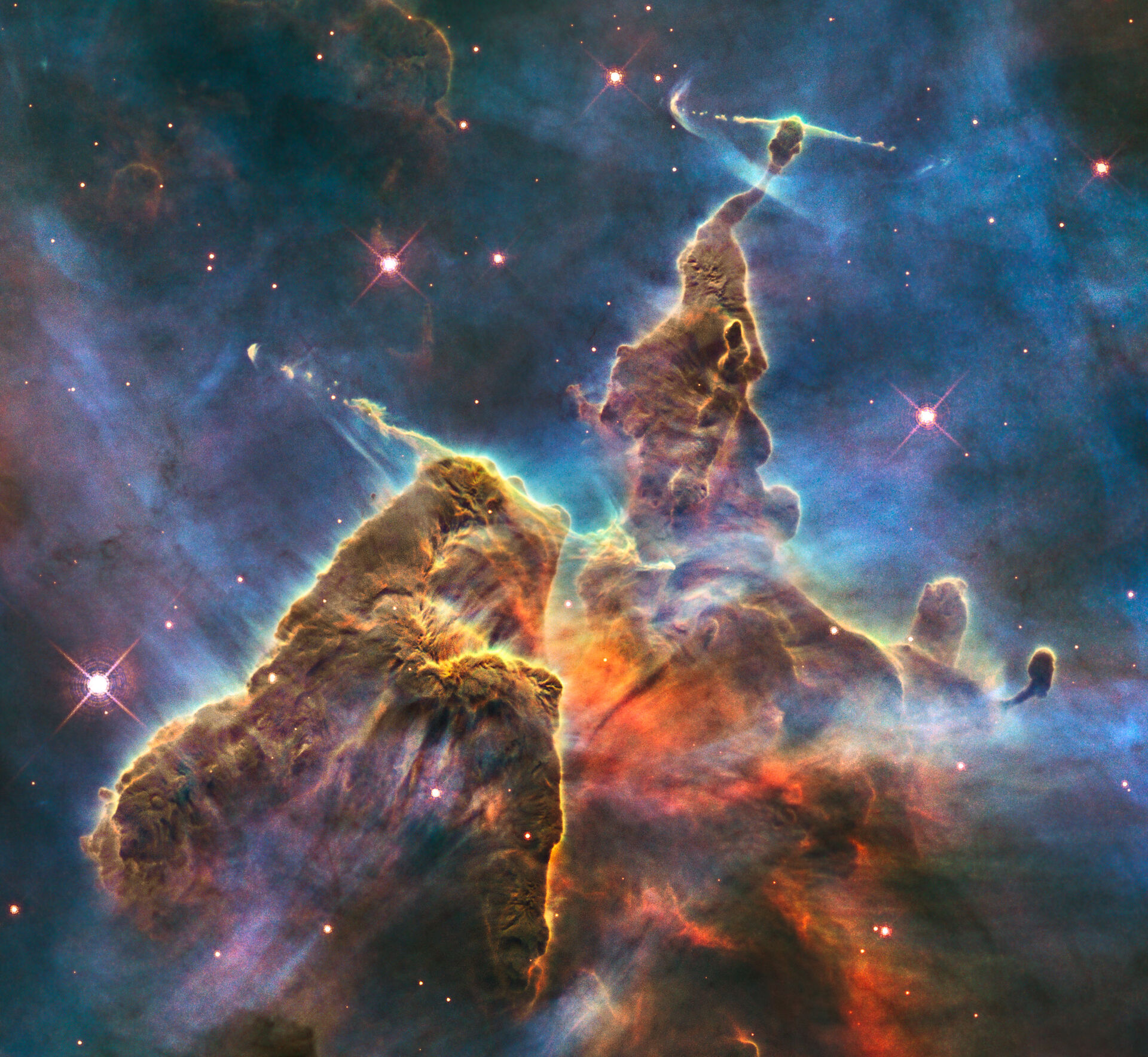 Image of a part of the star-forming region Carina Nebula.