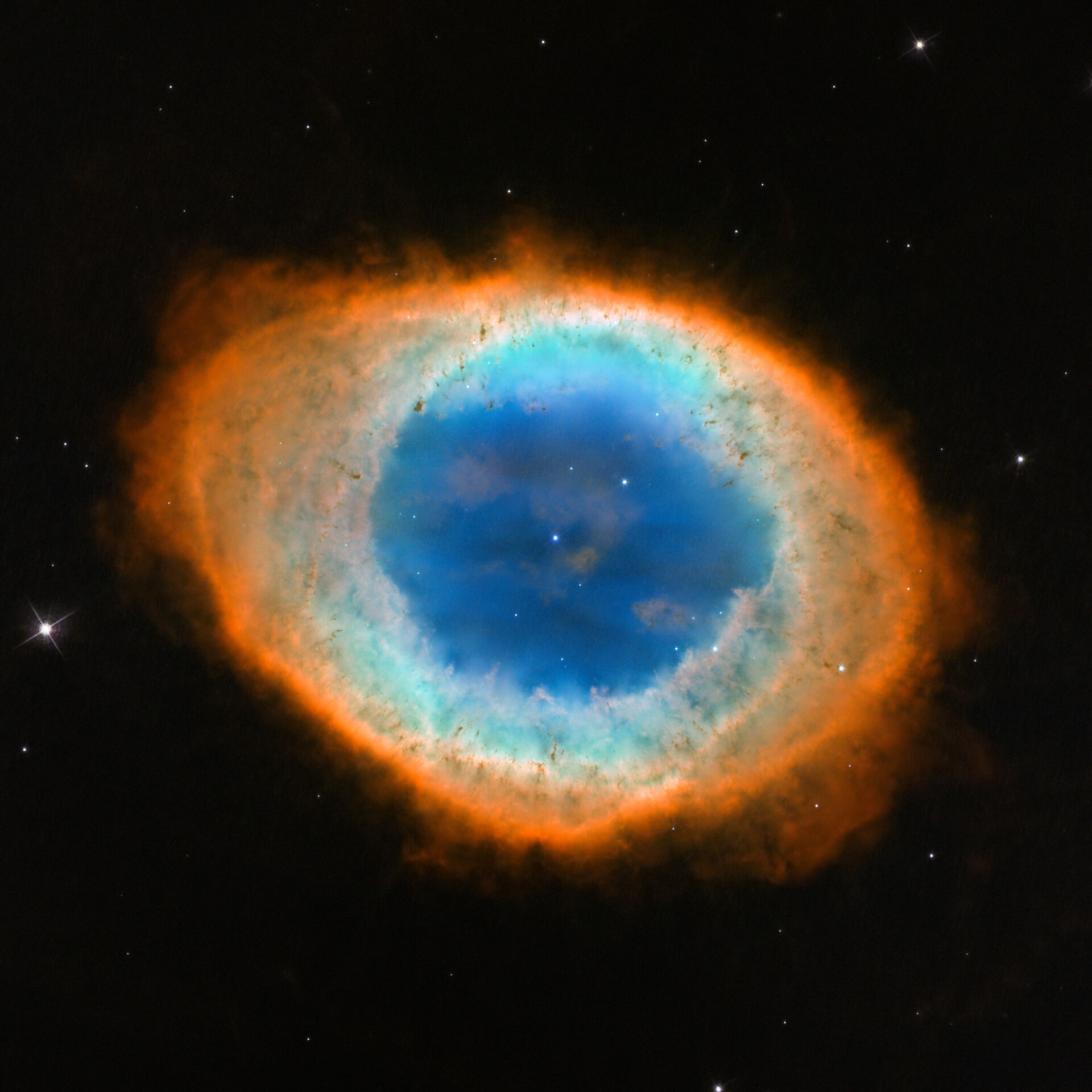 Image of the Ring Nebula, planetary nebula ring shaped.