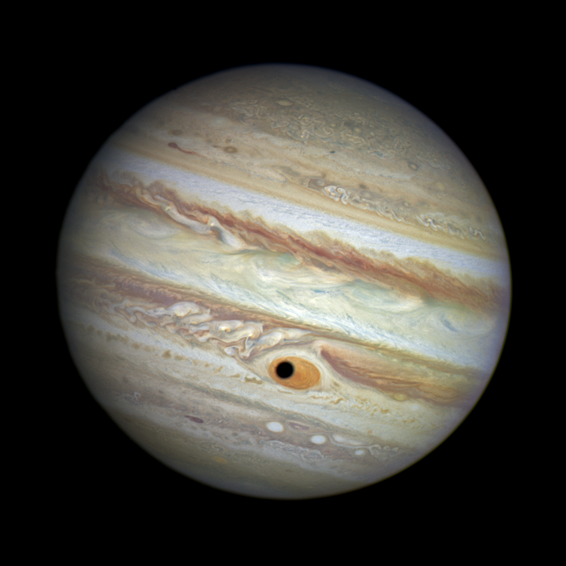 image of the planet Jupiter taken by the Hubble Space Telescope 