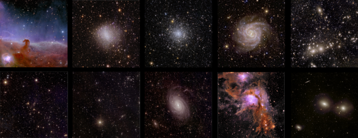 image collage of galaxies, stellar clusters