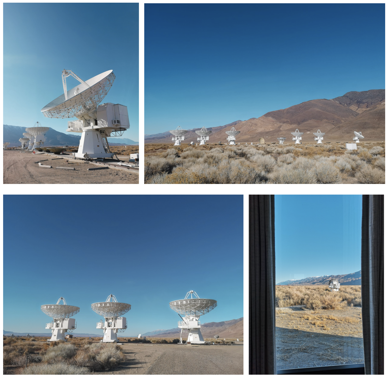bildecollage av observatoriet Owens Valley Radio Observatory