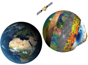 Jorden og naboplantene: Jordens naboplaneter og satelittdata kan gi oss kunnskap om Jorden. Illustrasjon: CEED (forklaring illustrasjon)