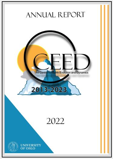 The Annual report 2022 front cover of 2022. Design/figure by Grace Shephard and Trond Helge Torsvik, CEED