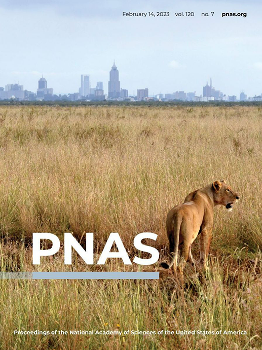Cover of the PNAS special feature, showing a lien in front of a cityscape.