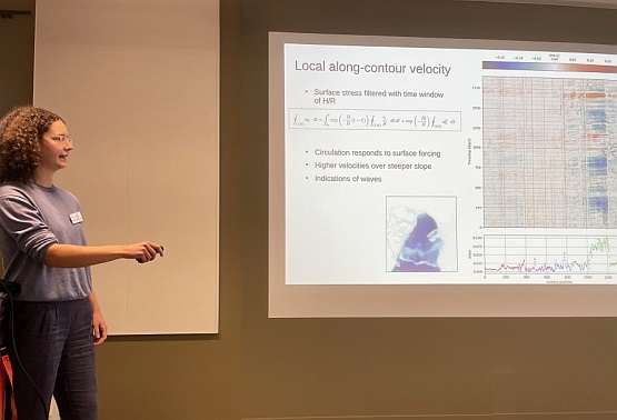PhD-student Anna Lina Petruseviciute Sjur from University of Oslo presented her project about "linear and non-linear dynamics of wind-driven gyres in the Arctic Ocean". Photo: Pål Erik Isachsen/UiO