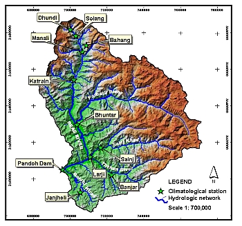 Map: The map show the Beas basin up to the Pandoh dam. Illustration: Project.
