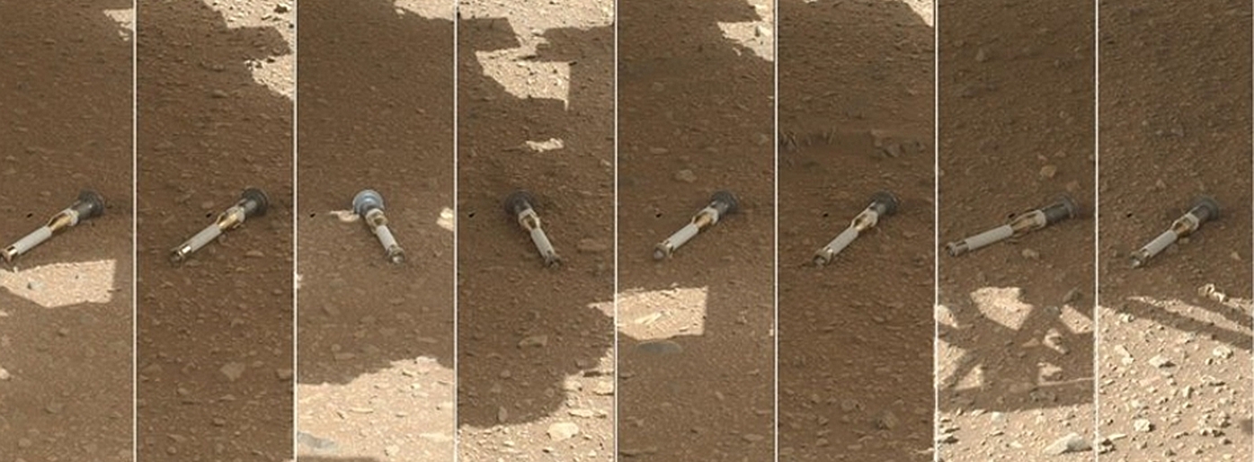 Photo: MARS: Sample containers of NASA's Perseverance rover deposited on the surface of Mars at a location called Three Forks Depot. The samples are stored in 38 metal tubes, planned to be returned to Earth in the future. Photo/Credit: NASA/JPL-Caltech/MSSS