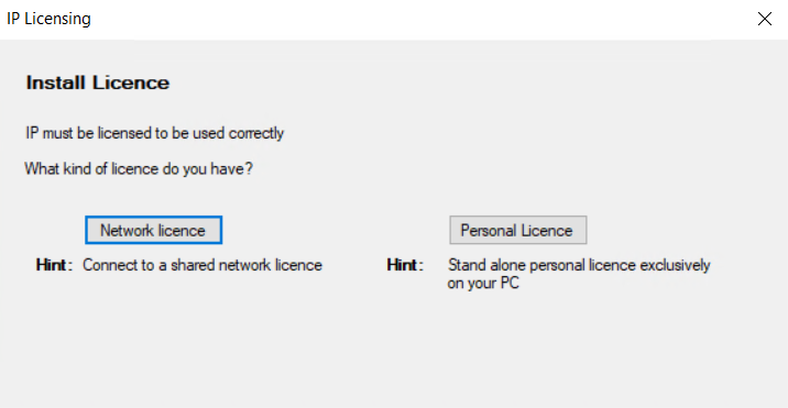 Select `Network license`.