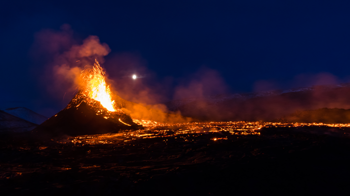 Foto: Foto som viser lavastraumen frå Geldingadalir vulkanen på Fagradalsfjell på Reykjanes halvøya på Island. Illustrasjonsfoto: Colourbox.no/Gestur Gíslason