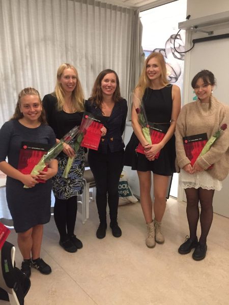 Helene, Clare, Nina and Malin with Katrine at the graduation ceremony