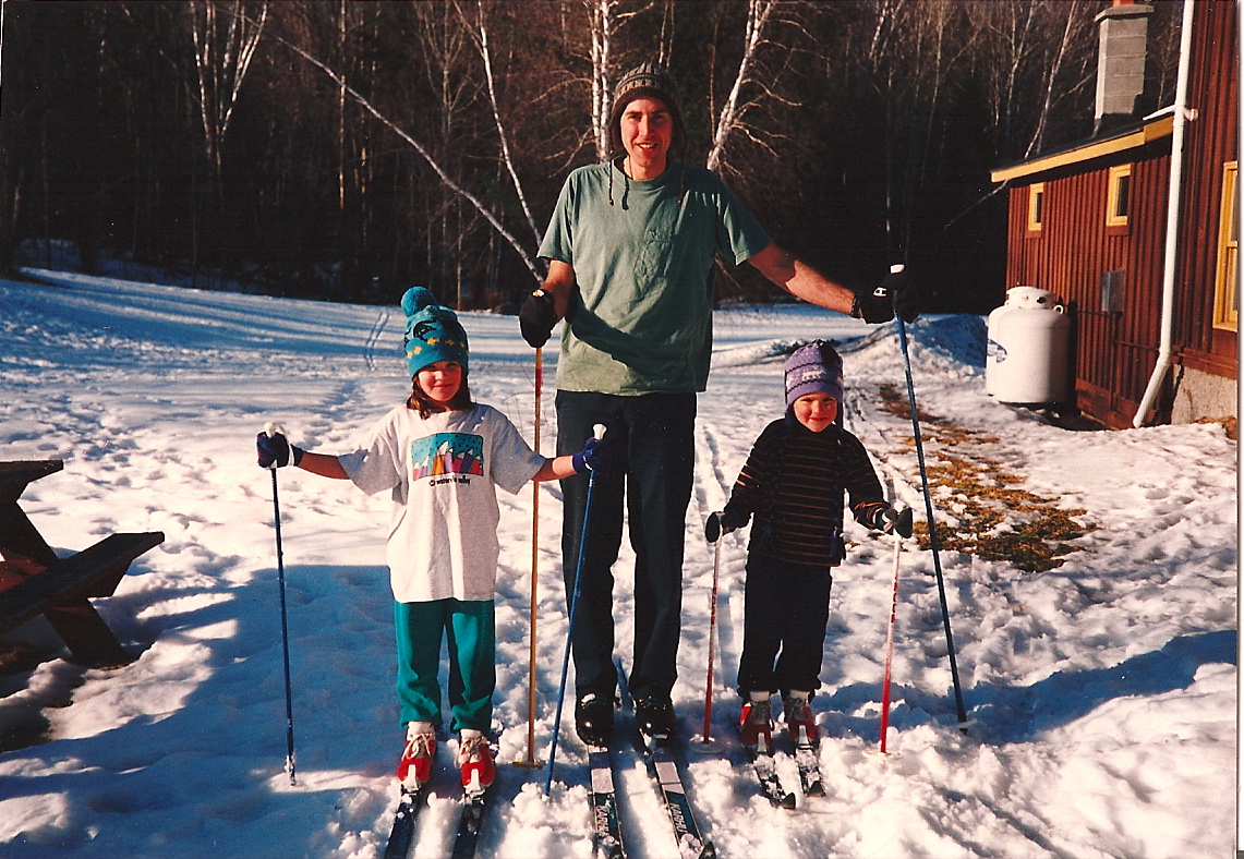 Dad, brother and Annie, spring skiing!