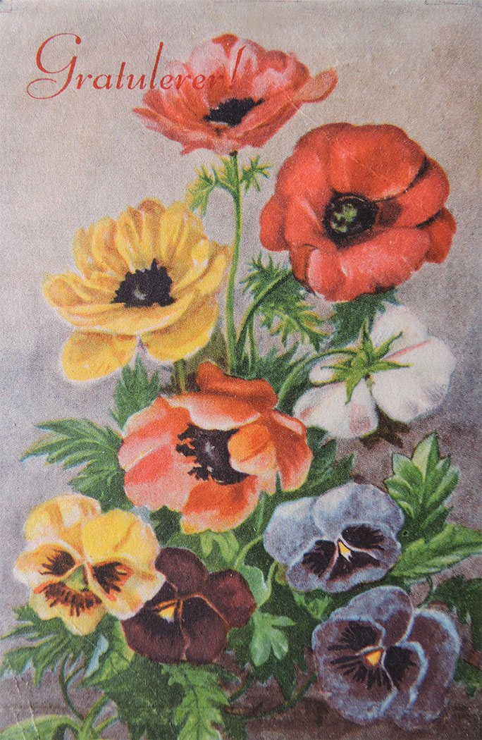 Postkort blomsterbukett