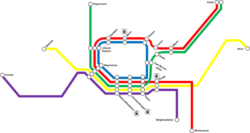 Tologisk kart T-banen i Oslo
