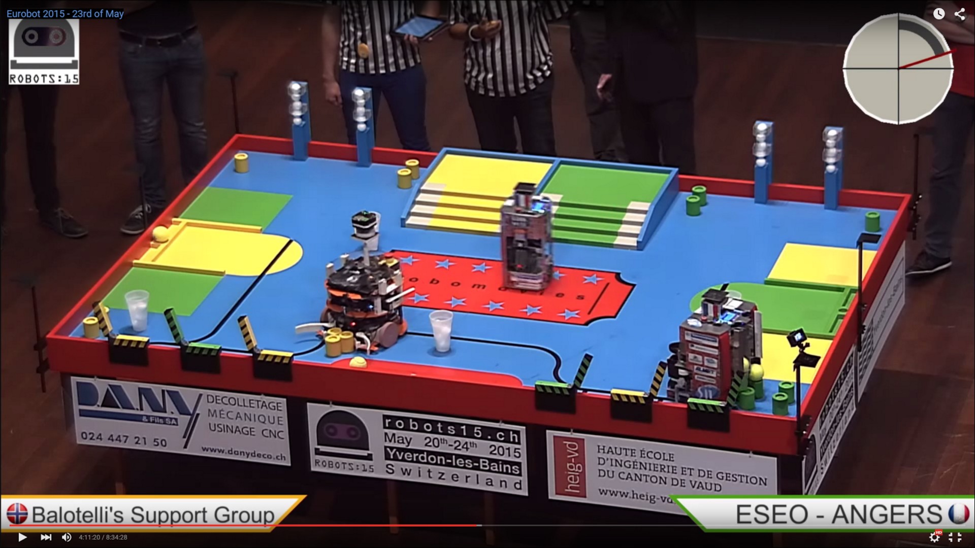The UiO robot and the game board during the competition in France in 2015.