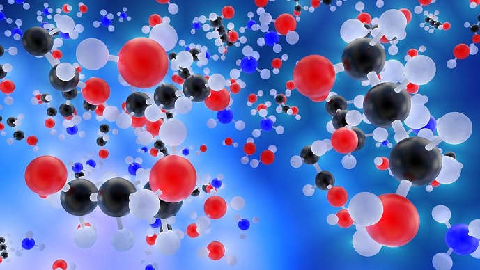 Bildet viser molekyler som illustrasjon for kjemi. 