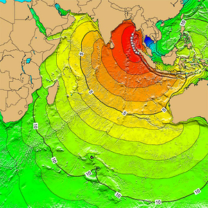 kart med inntegnet tsunamivarsel