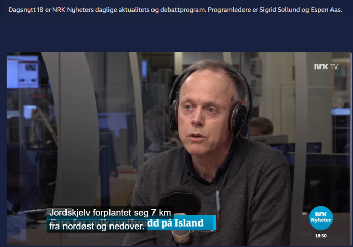 Professor Reidar Trønnes på Dagsnytt 18, NRK